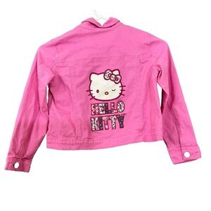 Hello Kitty Bright Pink Jean Jacket for Kids Sz 10